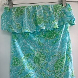 Lilly Pulitzer Crab Cotton Strapless Top